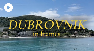 Dubrovnik in frames film title over the Adriatic